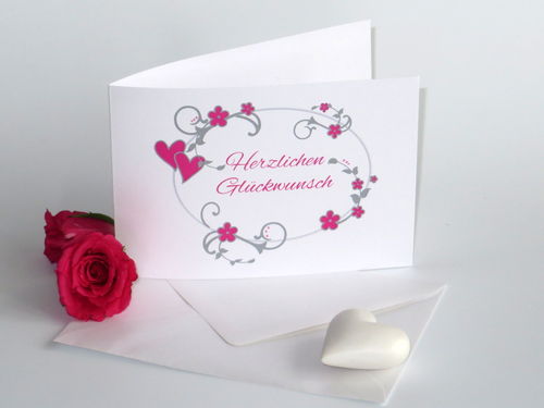 Glückwunschkarte "Blumenkranz" pink
